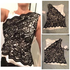 NWT Alex Evenings Asymmetric Peplum Top